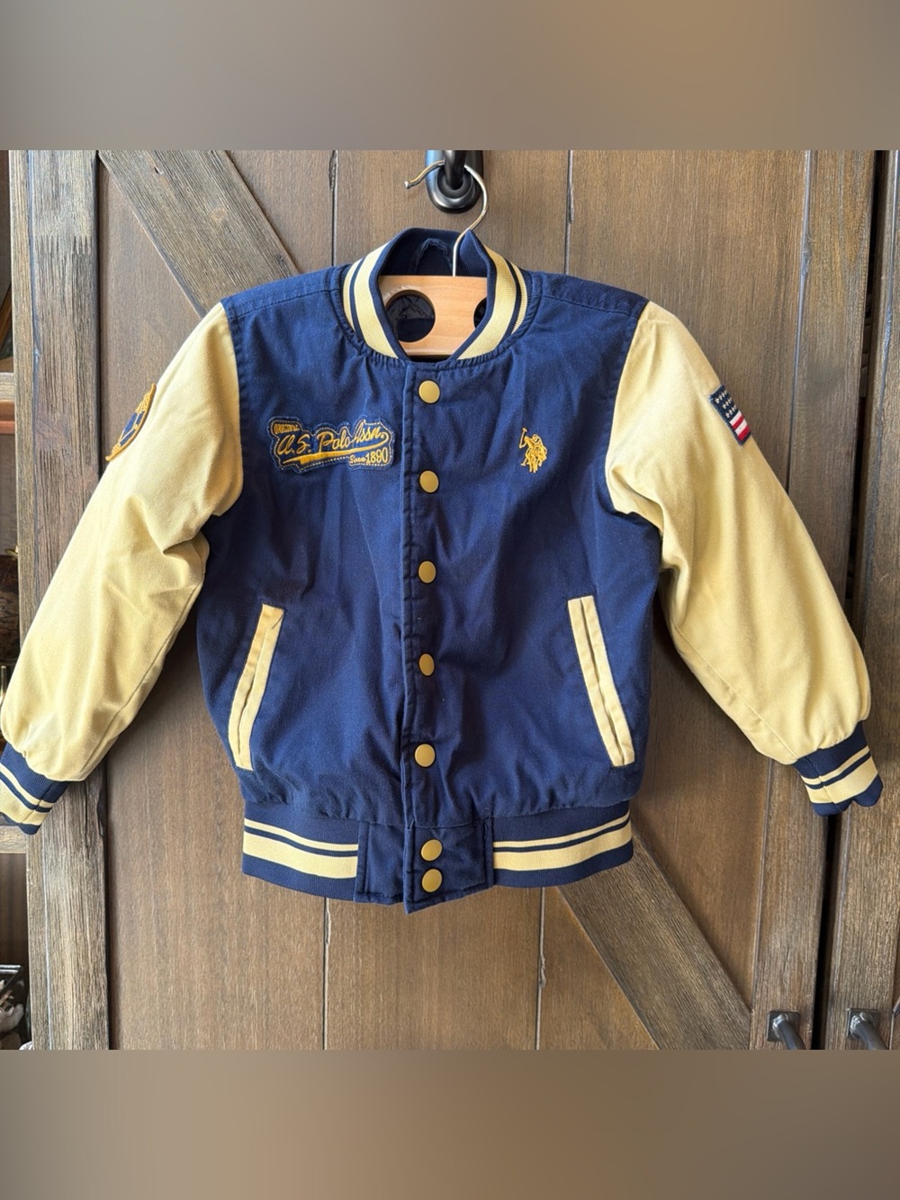 U.S. Polo Assn. Boys Baseball Varsity Jacket, Size XS 4/5